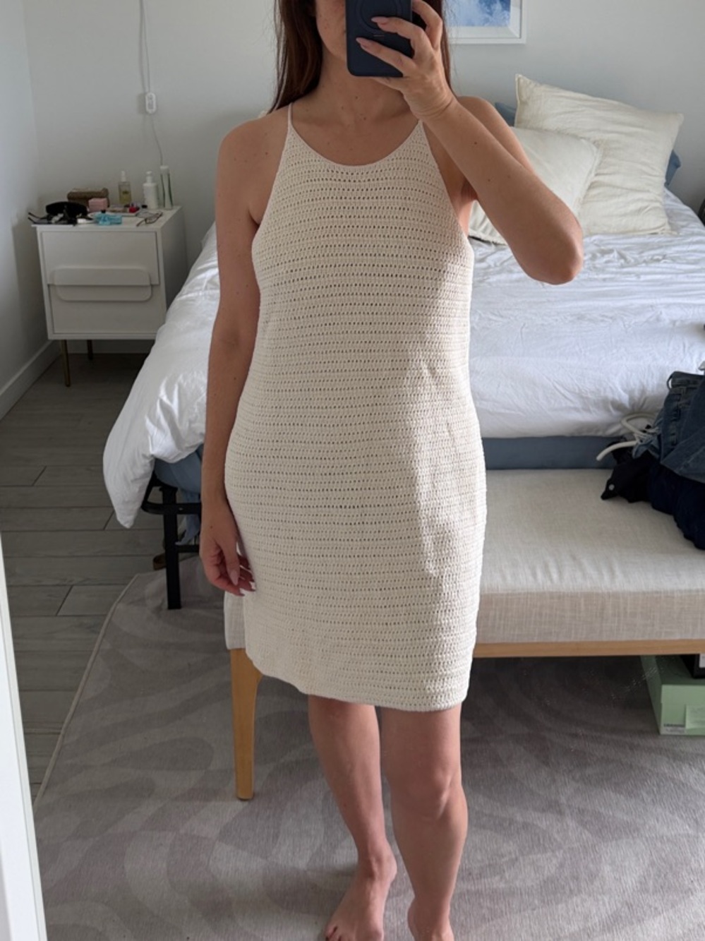 Banana Republic NWT Crochet Knit Halter Dress in Cream
